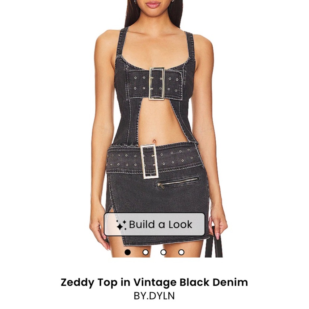 REVOLVE BY.DYLN Zeddy Top & Skirt in Vintage Black Denim